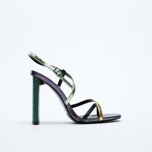 Zara multicolored metallic strappy sandal heels. Size 39/8